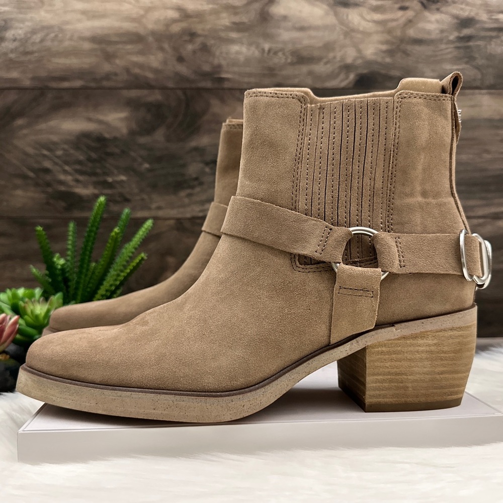 NIB Sam Edelman Bellamie Western Harness Cowgirl Ankle Boots Deep Taupe - Picture 5 of 14